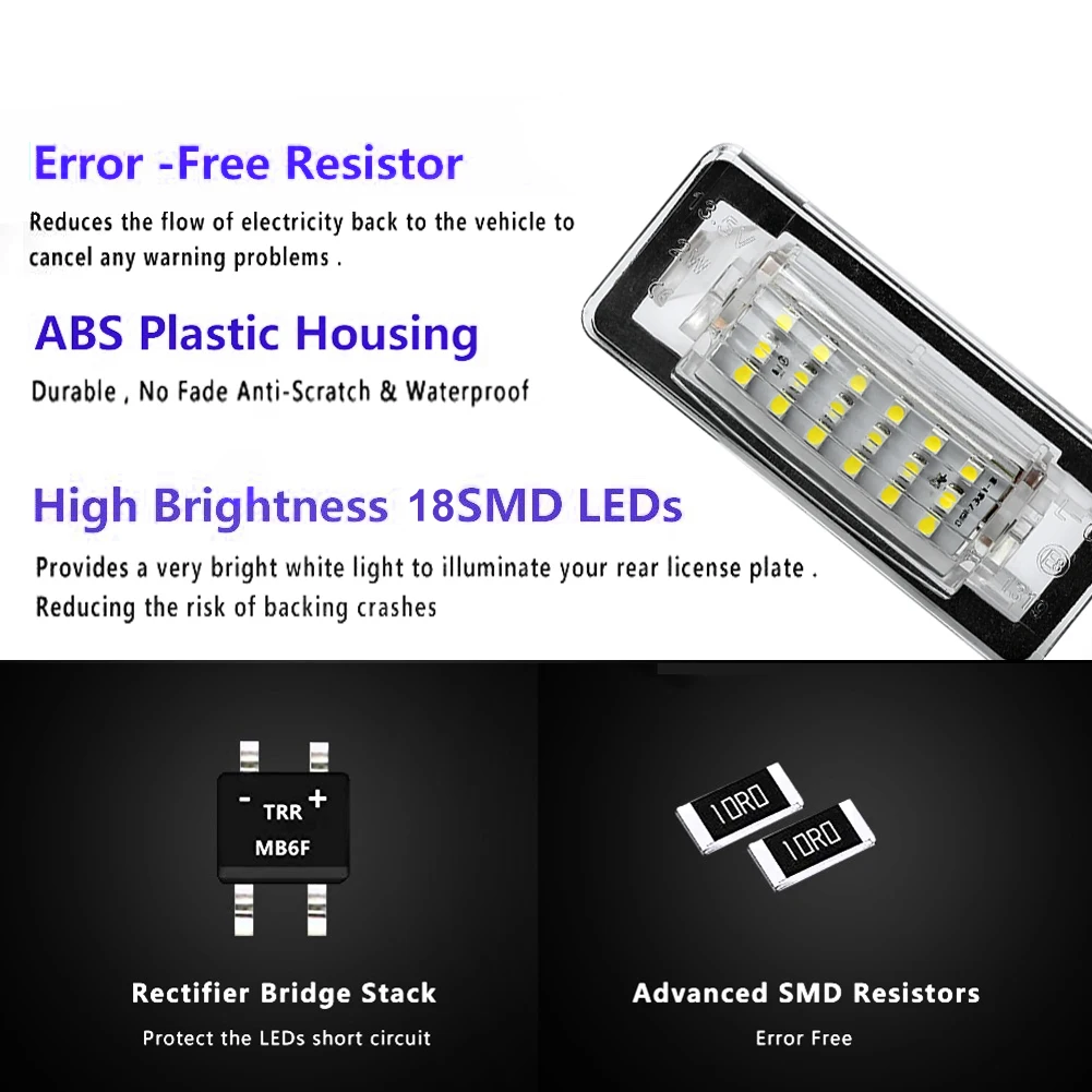2 шт. для AUDI TT MK1 Roadster Coupe 8N светодиодный фонарь номерного знака Лампа 12 В Белый 6500 к номерного знака фары, аксессуары для автомобиля
