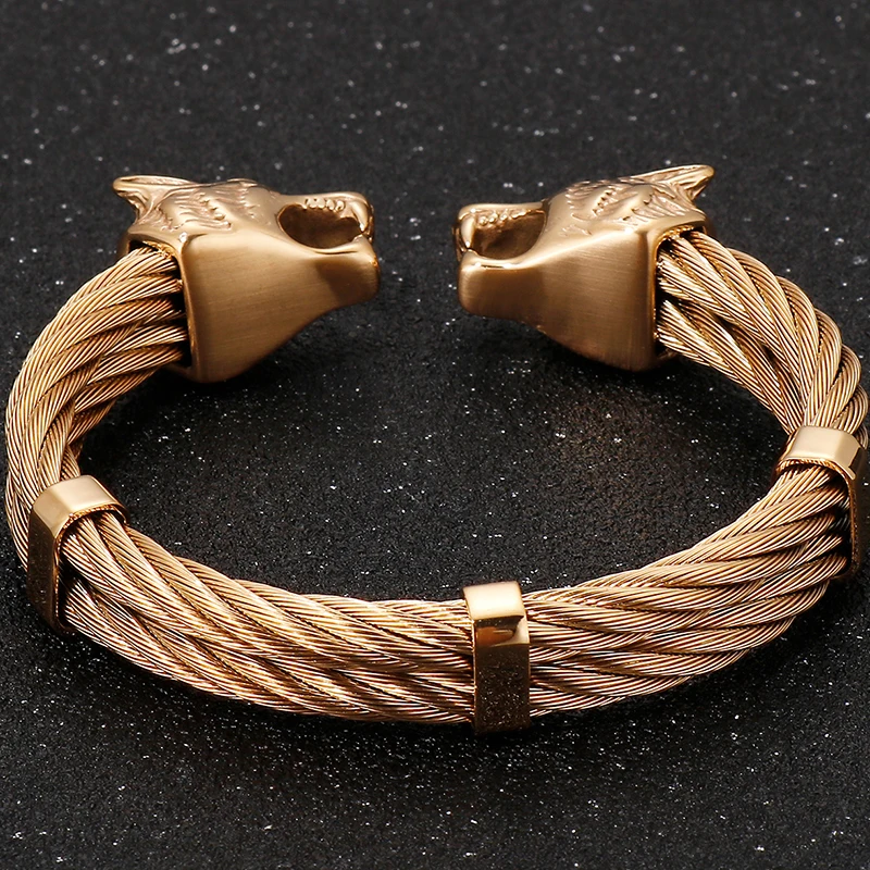 Bracciale con leone in acciaio inox e pietre laviche Cool