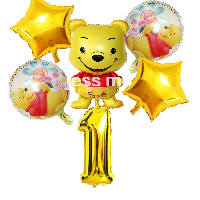 

6 Pcs/lot Winnie the Pooh Balloons Tiger Foil Balloons Happy birthday decorations the Piglet air balls decoration Children toys