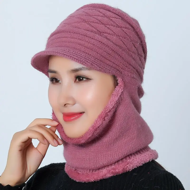 Балаклава женские полосы вязанные шапки кепки маска Gorras теплые зимние шапки для женщин Skullies теплые шерстяные шапочки шапка для мам