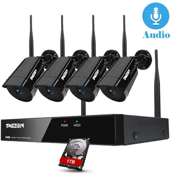 

TMEZON 8CH Wireless Wifi NVR 4PCS 1080P IR Waterproof Outdoor Camera Security Video Surveillance System kit With AUDIO