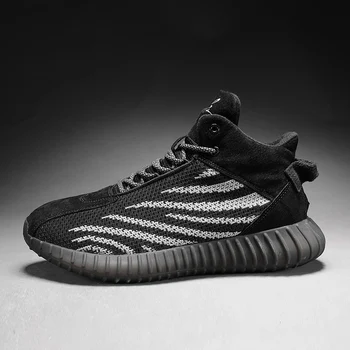 

New Fashion Sneakers Men women High Quality Lace-up mesh Shoes High top Male Brand Footwear Men's sport Shoes Black Sneakers 45