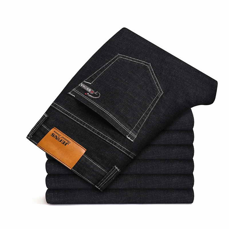 Большие размеры от 28 до 46, высокое качество, хлопковые Стрейчевые мужские облегающие джинсы, весна, брендовая одежда, Молодежные деловые повседневные Прямые брюки - Цвет: 1835 black