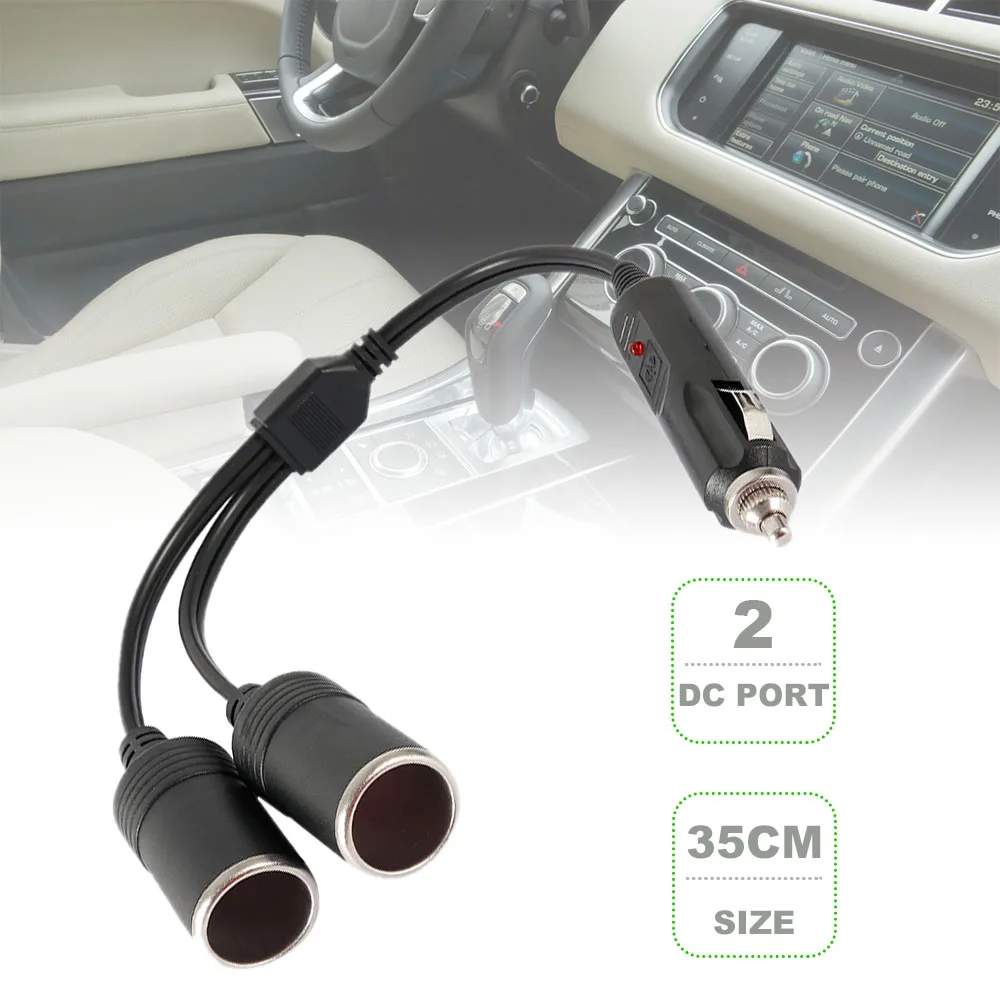 12 V/24 V 35 см машинная Зажигалка для сигарет Мощность Зарядное устройство Порты и разъёмы сплиттер двойной прикуриватель удлинитель адаптер для различных Видеорегистраторы для автомобилей