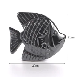 Elegant Black Hematite Stone Animal Charms Pendant (Fish)