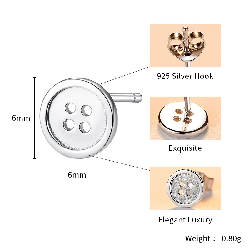Подлинные 925 пробы серебряные серьги-гвоздики простые круглые пуговицы маленькие серьги женские Платиновые ювелирные изделия рождественские подарки