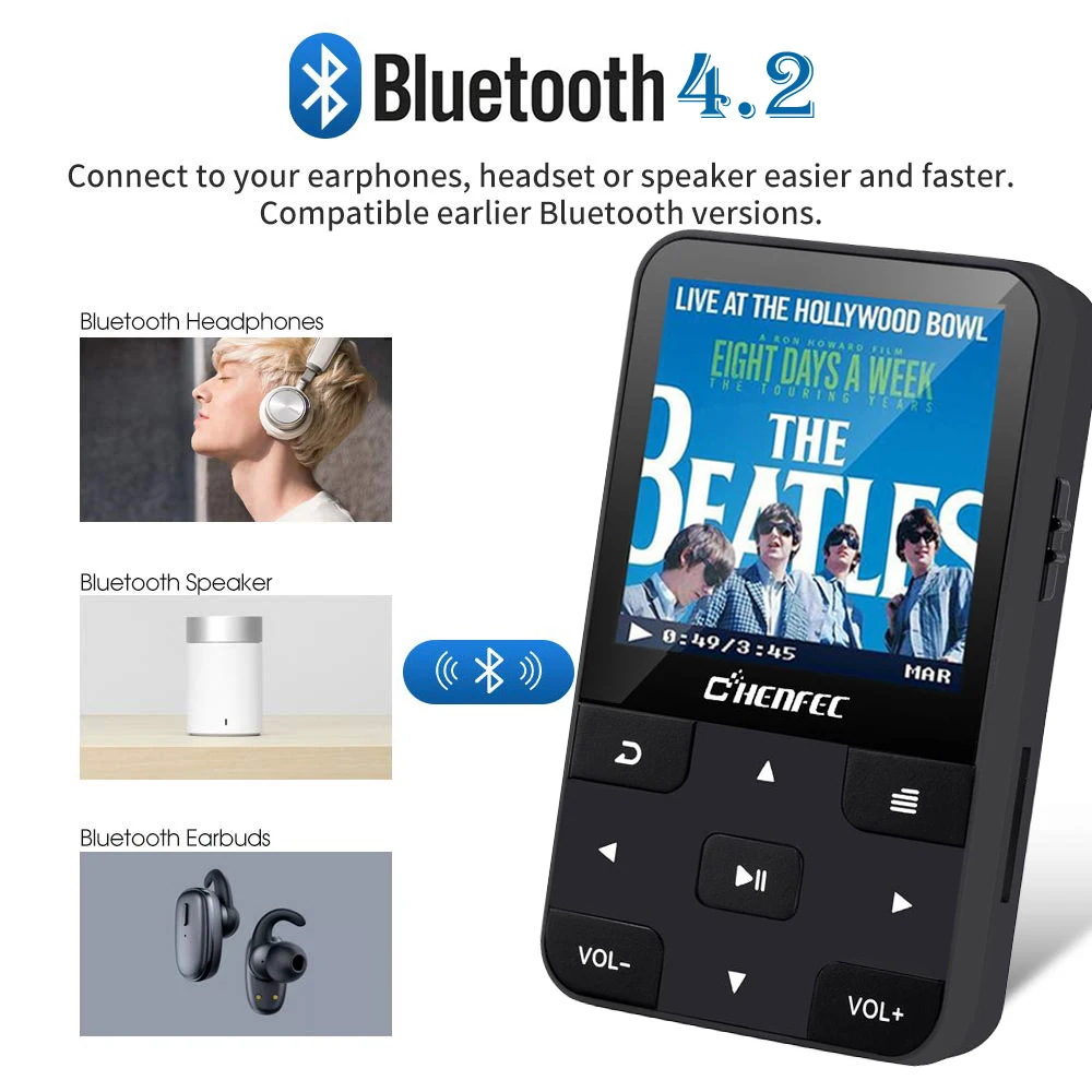 MP3-плеер с bluetooth 4,0 HIFI Lossless музыкальный плеер для спорта с шагомером, fm-радио, рекордер, поддержка to128G
