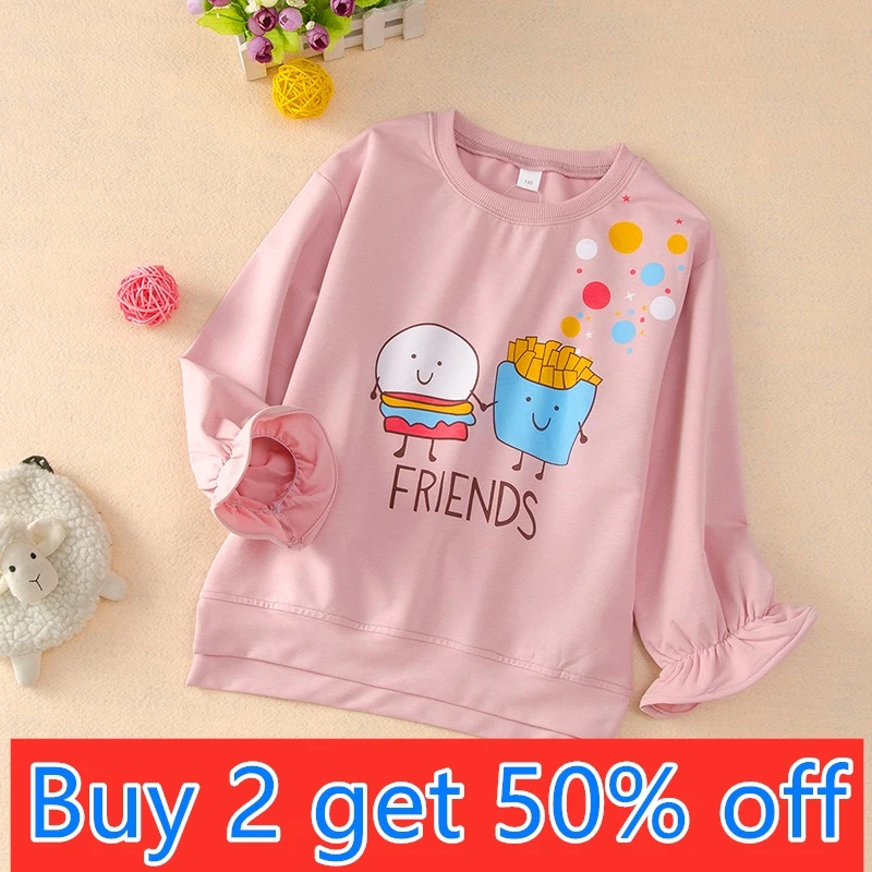 

Spring Autumn New Pink Letter Cartoon Girls Long Sleeve Tops for Small Medium Size Girls Clothes for Princess Children Clothing