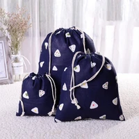 Cotton Linen Drawstring Bag Fabric Pouch Candy Favor Holder Travel Cloth Shoes Storage Bag Makeup Jewelry Case Christmas Gift 2