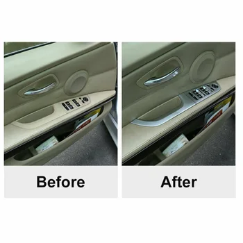 

4pcs Chrome Door Window Switch Button Cover Trim For BMW 3 Series E90 Sedan ABS Car Door Window Lift Button Switch Cover Trim