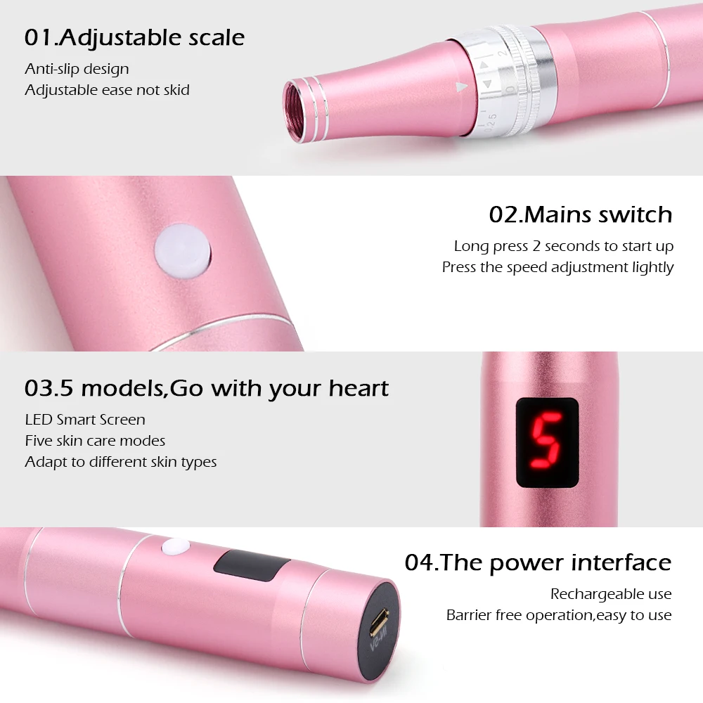 New Electric Micro Tiny Needles Derma pen Professional Wireless Microblading Dr pen Tattoo Gun Tools Pen with 6pcs needles