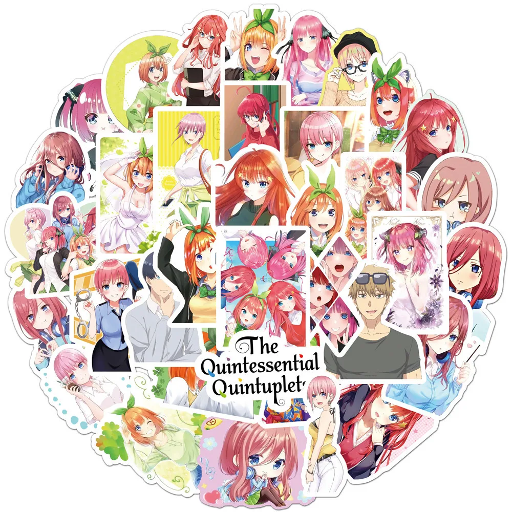 10/50Pcs Pack The Quintessential Quintuplets Anime Stickers Laptop Luggage Skateboard Bicycle Guitar Waterproof Sticker Kids Toy