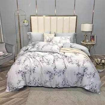 

Chic Vintage Birds Floral Leaves Luxury Bedding Set Queen King size 4Pcs Egyptian Cotton Soft Silky Duvet Cover Bed Sheet Set