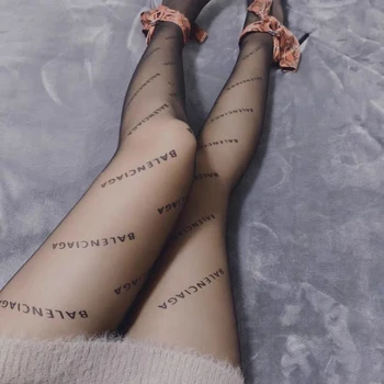 

Luxuary Sexy France Fashion High Quality Fish Net Letters Tights High Flexiable Transparent Pantyhose Womens Print Stockings