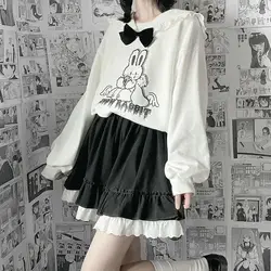HOUZHOU Kawaii Mini Skirts Women Lace Patchwork High Waisted A-line Short Skirt Summer Harajuku Japanese Style Lolita Soft Girl