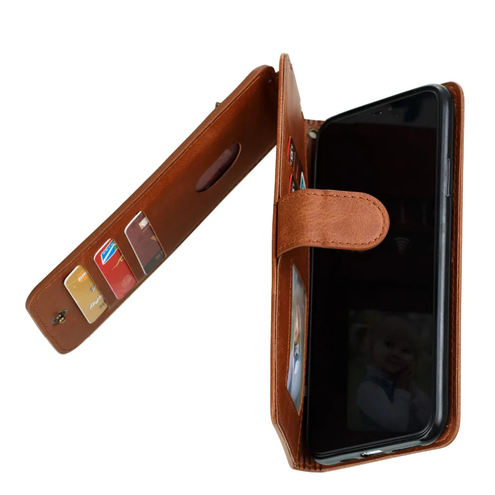 Кожаный чехол-бумажник с девятью картами для iPhone 11 Pro Max 11 XS Max XR XS X 7 8 Plus 6 6S Plus модный откидной Чехол