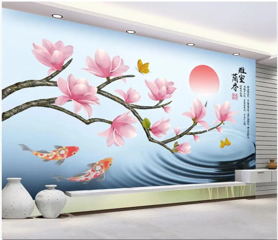 

WDBH Custom mural 3d wallpaper Chinese style flower lake painting home decor 3d wall murals wallpaper for walls 3 d living room