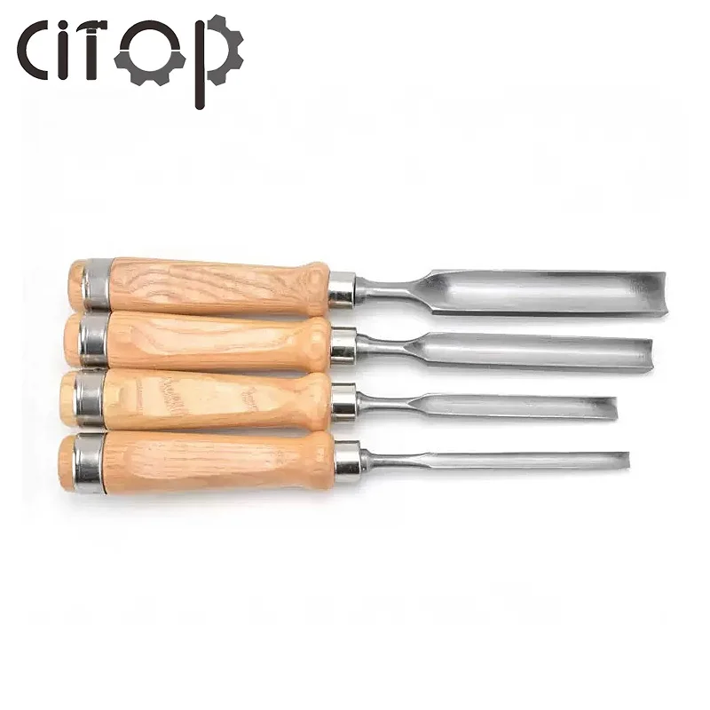 Citop 4pcs DIY Tool SemiCircular Woodworking Chisel Set Chrome