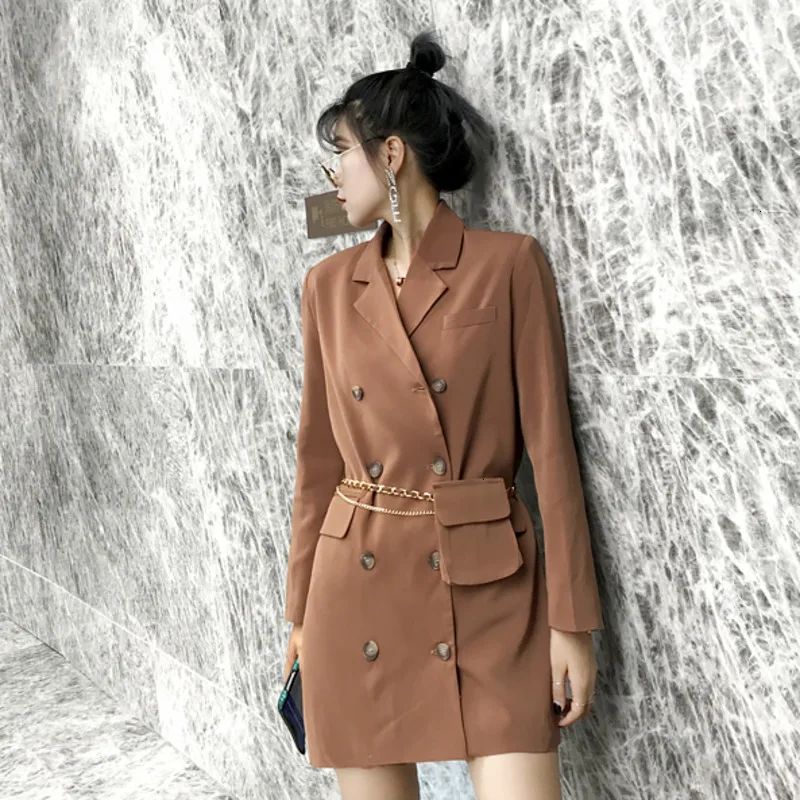 TVVOVVIN Осенняя новая Корейская версия двубортного костюма с длинными рукавами и карманами, женский костюм, подходящая к талии упаковка a573