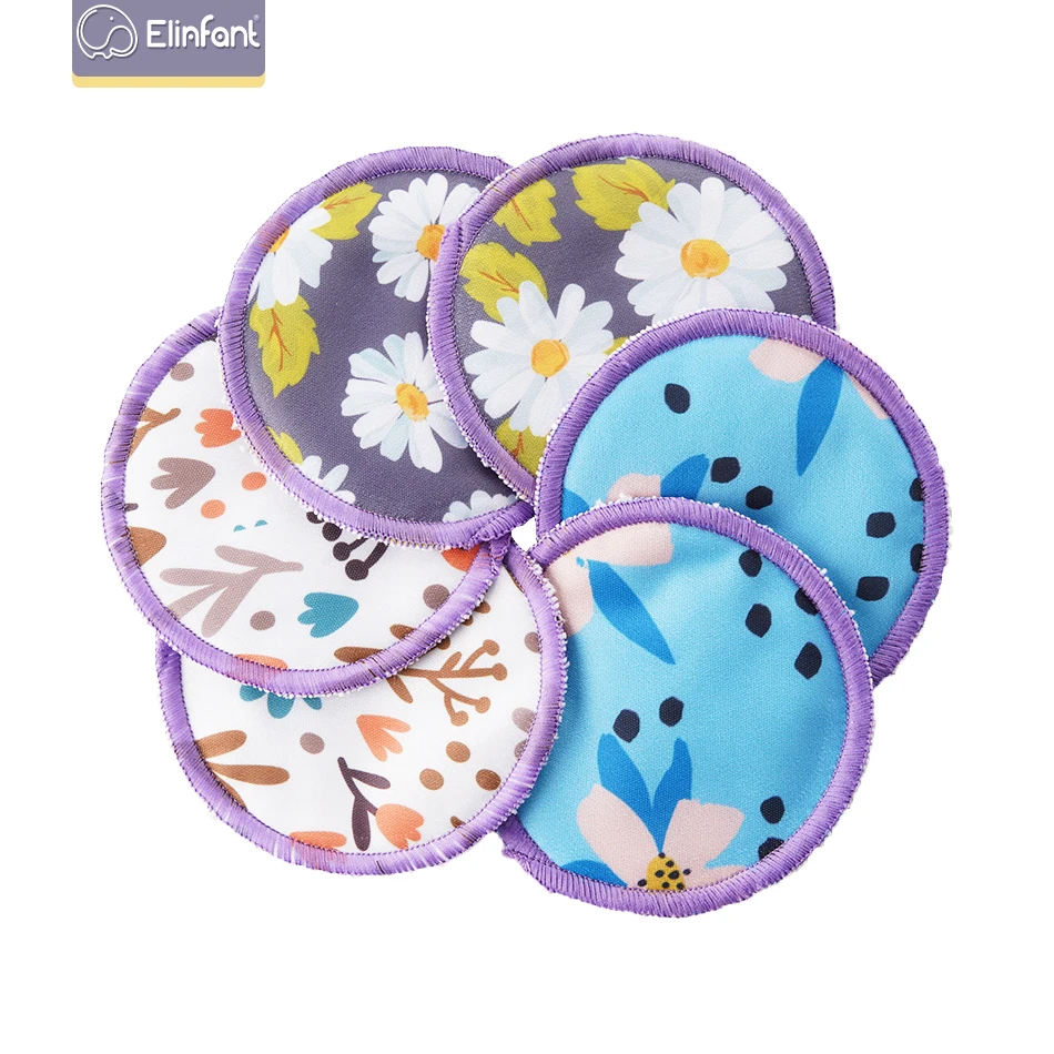 Elinfant 6pc Bamboo Breast Pad Nursing Pads For Mum Waterproof Washable Feeding Pad Bamboo Reusable Breast Pads with Laundry Bag 2