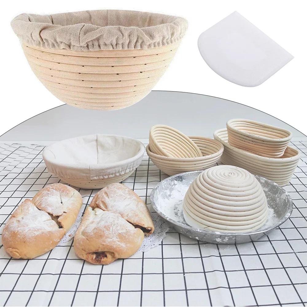 Bread Baguette Dough Basket Wicker Basket Round Oval Bread Fermentation Rattan Basket Kitchen Storage Container Bakery Cafe