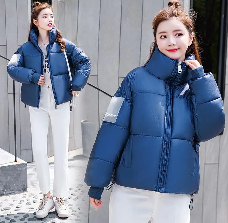 Зимняя женская куртка с воротником из искусственного меха лисы, парки, зимнее пальто для женщин, плюс размер 3XL, теплая зимняя куртка для женщин, пуховик - Цвет: Синий