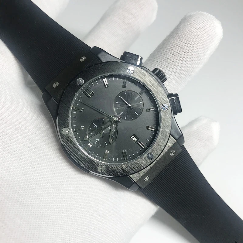 

2019 7 colors Mens watch black dial automatic self winding glide smooth second hand leather strap good quality watches