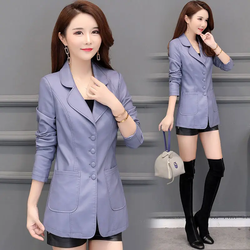 

large size M-5XL women leather clothing 2019 spring and autumn new women's slim leather jacket coat women lady