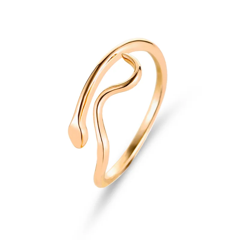 Эффектное кольцо в форме змеи для женщин простой воды пульсация открытый Регулируемый Обручальное кольцо пара модное кольцо женское кольцо - Цвет основного камня: gold