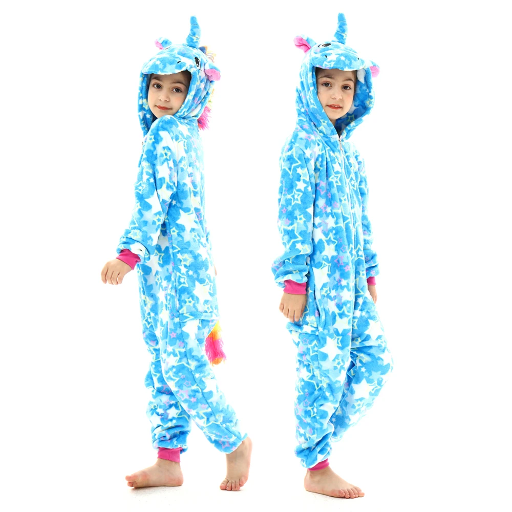 Pijamas cálidos franela para niños, ropa de de unicornio Kigurumi para bebé, mono de invierno|Pelele entero| - AliExpress