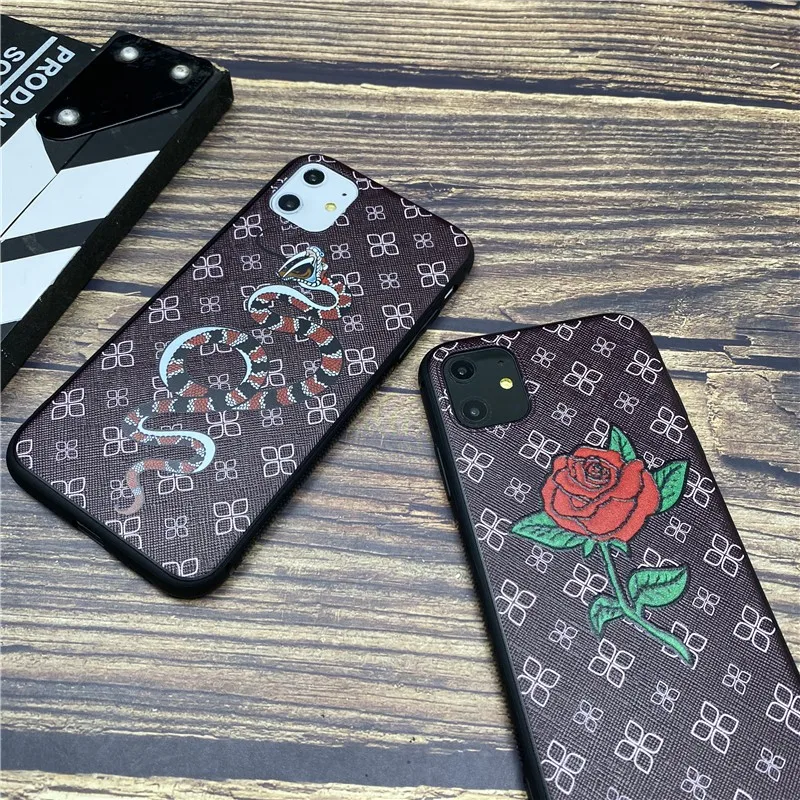 snake GG soft case for iphone 12 MINI 11 pro x xs max xr 8 7 6 6s plus SE 2 silicon phone cover 3d Relief rose coque fundas capa