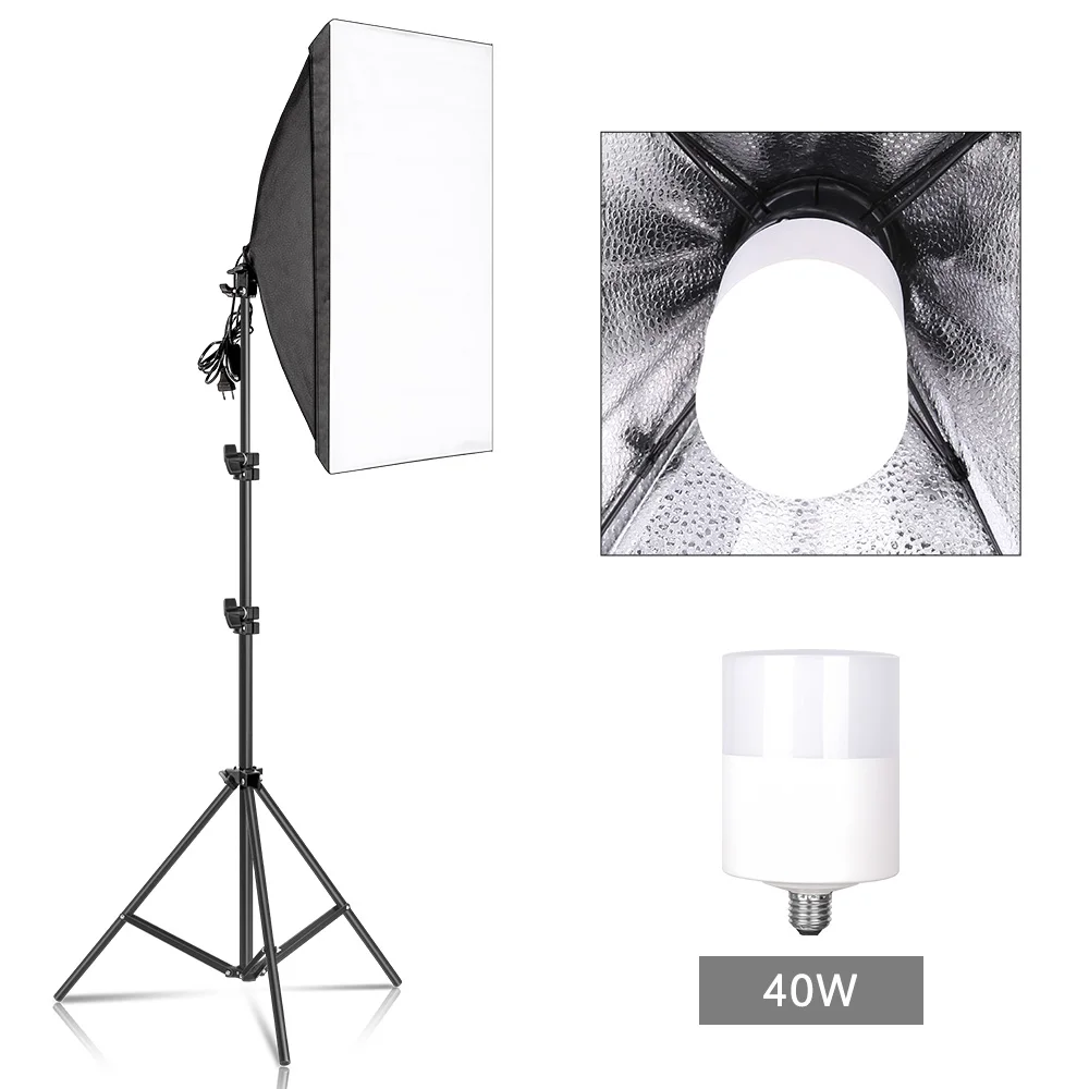 backdrops for photos Photography Softbox Lighting Kits 50x70CM Professional Continuous Light System Soft Box For Photo Studio Equipment camera lens Photo Studio Supplies