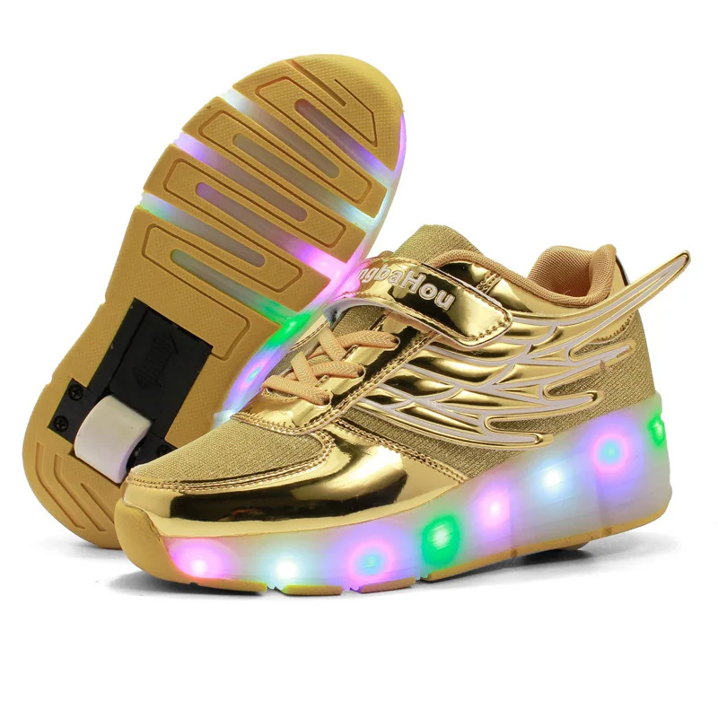 Детская обувь Heelys светящиеся кроссовки с крыльями на колесах детская для катания