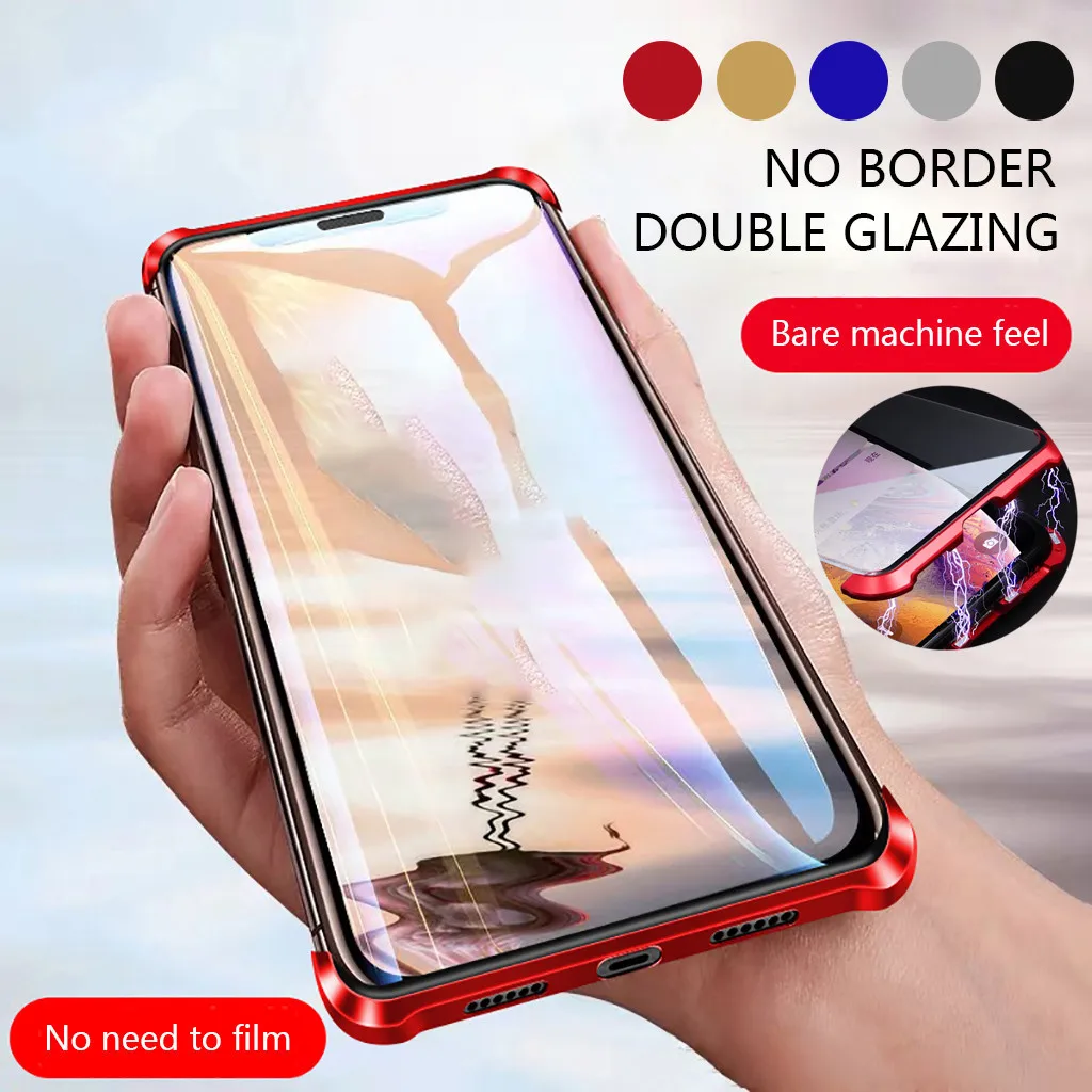 Luxury Hard Matte Cover For iPhone7P/8Plus Magnetic Adsorption & Clear Tempered Glass Back scratch-resistant Phone Case