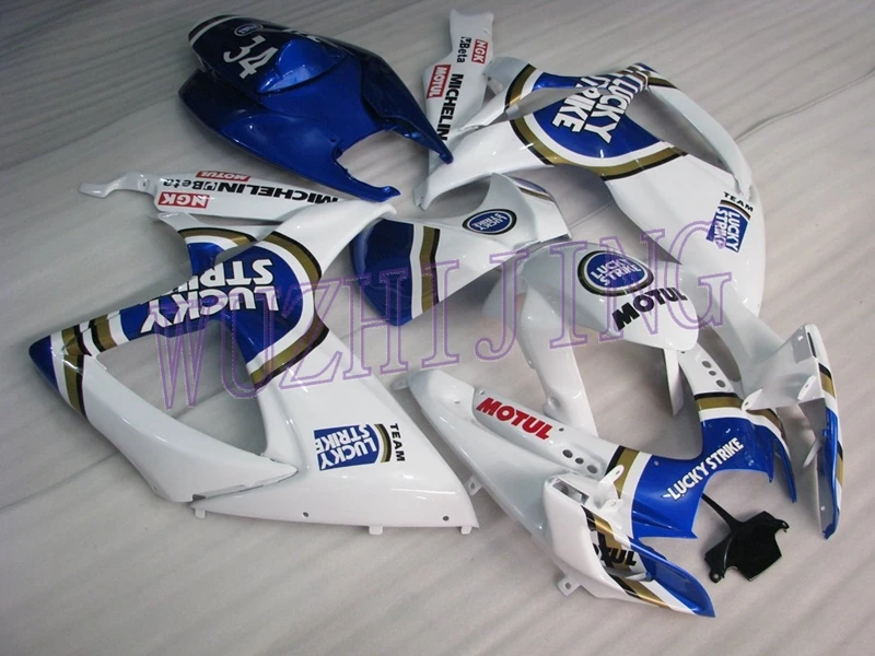 Комплекты кузова GSXR600 06 обтекатель GSX-R600 2006 синий белый Lucky Strike мотоцикл обтекатель GSX R 750 2006-2007 K6