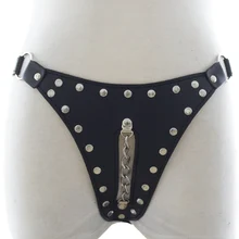  Women Adjustable Waist Sex Bondage Chastity Punk Chain Lock Belt Shorts Sexy Underwear PU Leather T-back BDSM Restraint Lingerie 