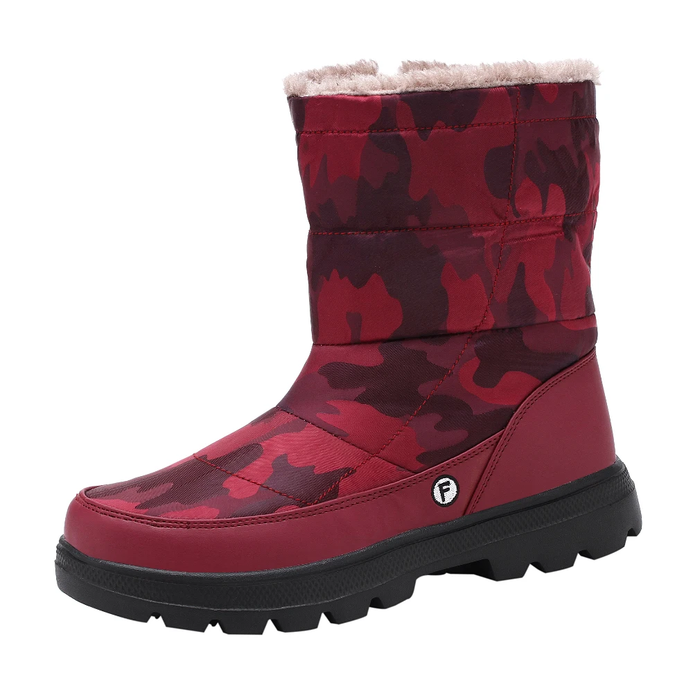 Winter Shoes For Men Blue Red Camouflage Hunting Boots Man Non-Slip Winter Warm Men Snow Boots Fashion With Fur Skiing Boots Men