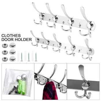 

1pc Stainless Steel Coat Rack Clothes Door Holder Rack Hook Wall Hanger Hardware Hooks For Kitchen Bathroom Living Room On Walls