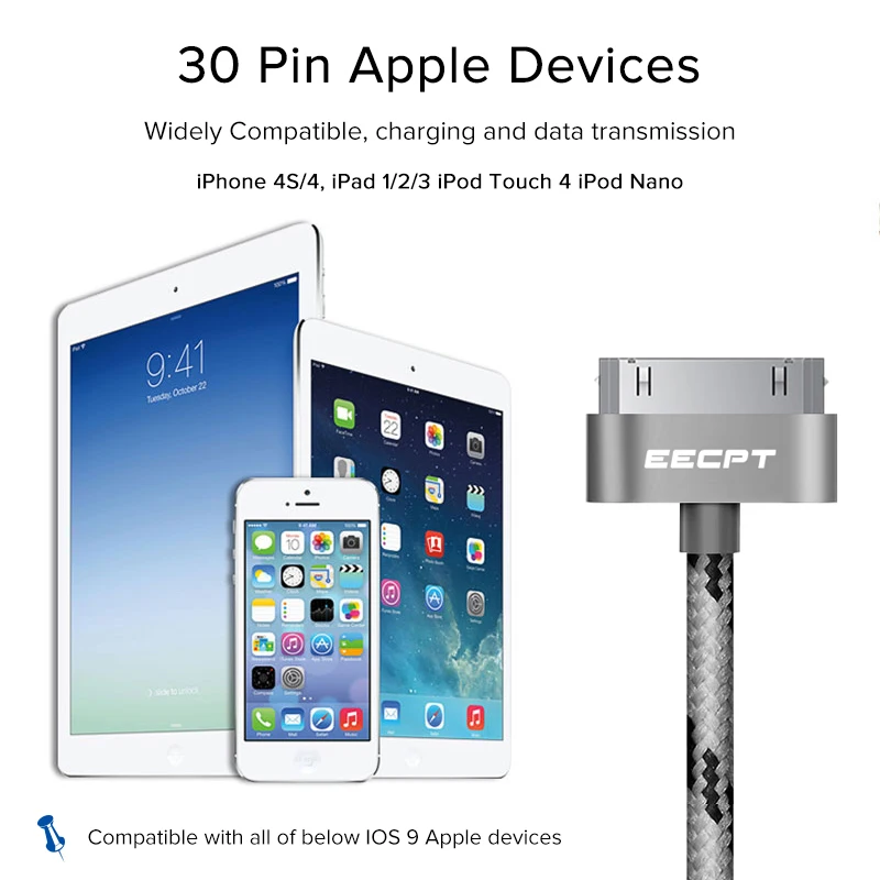 EECPT 30 контактный USB кабель для iPhone 4S 4 3GS iPad 1 2 3 iPod Nano iTouch зарядного устройства