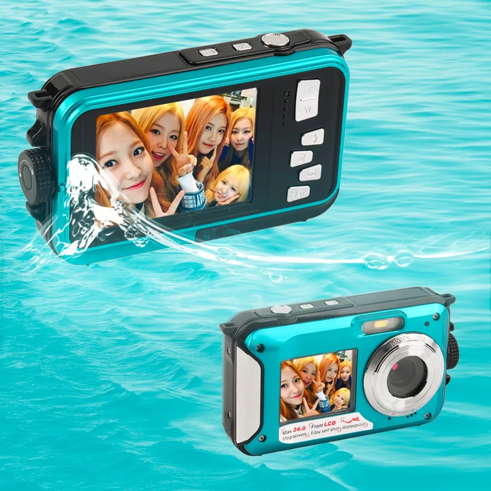 

2.7inch TFT Digital Camera Waterproof 24MP MAX 1080P Double Screen 16x Digital Zoom Camcorder HD268