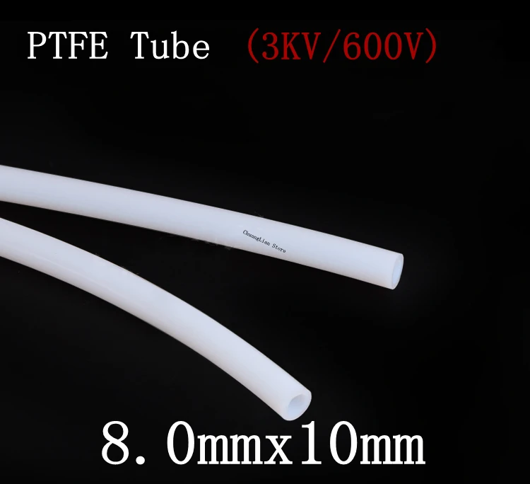 

PTFE Tube ID 8mm x 10mm OD F46 Insulated Capillary Heat Protect Transmit Hose Rigid Pipe Temperature Corrosion Resistance 600V