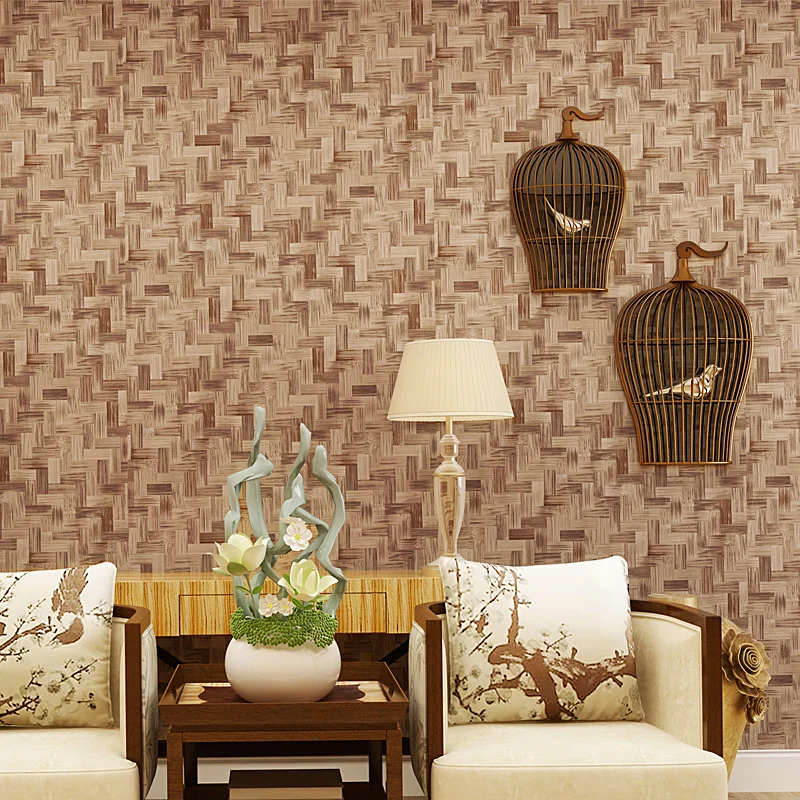 

Imitation Style Chinese Straw Bamboo Textured Wallpaper Living Room Bedroom Backdrop 3d Pvc Waterproof Vinyl Wall Paper Rolls