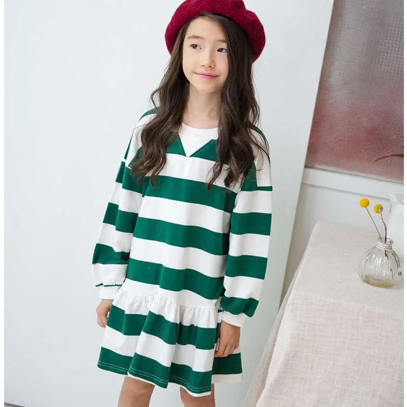 

Back To School Clothing Teens Girls Dresse 100% Cotton Knitted Girl Dress Party Patchowrk Princess Dress Autumn Fashion Clothing