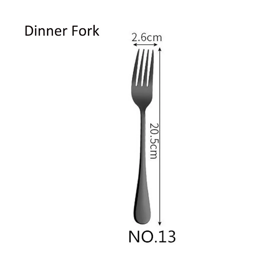 1/5 шт Лидер продаж Черный Комплектная посуда столовые ножи вилки и ложки в западном стиле кухонная посуда Нержавеющая сталь домашний праздничный набор столовой посуды - Цвет: NO.13 Dinner Fork