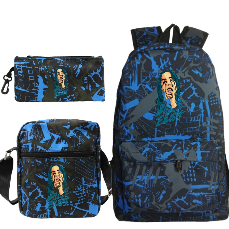 3 Sac A Dos Billie Eilish рюкзак в стиле «хип-хоп» распылитель ранцевого типа для с принтом сумка в стиле кэжуал 3 шт./компл. рюкзак Kpop школьные рюкзаки для девочек-подростков - Цвет: 3