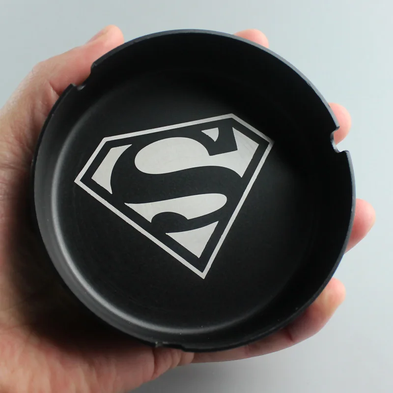 Металлическая Пепельница из нержавеющей стали Пепельница Черный Круглый супергерой дизайн Супер Герои Супермен Бэтмен Человек-паук производные продукты - Цвет: Superman