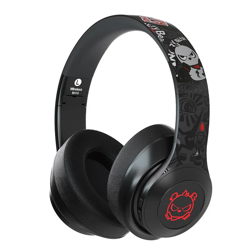 BH10 Bluetooth 5,0 Hi-Fi стерео наушники светящиеся Проводные/беспроводные наушники мультяшный складной бас светодиодный Bluetooth гарнитура для телефона