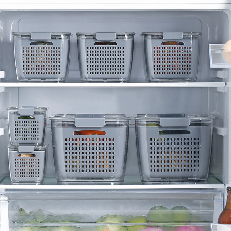 Multifunctional Storage Box Fresh-keeping Box Plastic Wash Fruit And Vegetable Drain Basket For Kitchen Bathroom Storage Box
