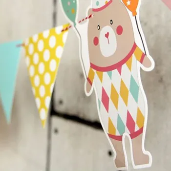 

Happy Birthday Cartoon banner for wedding party decoration Kids birthday flag hanging baby shower garland event Supplies