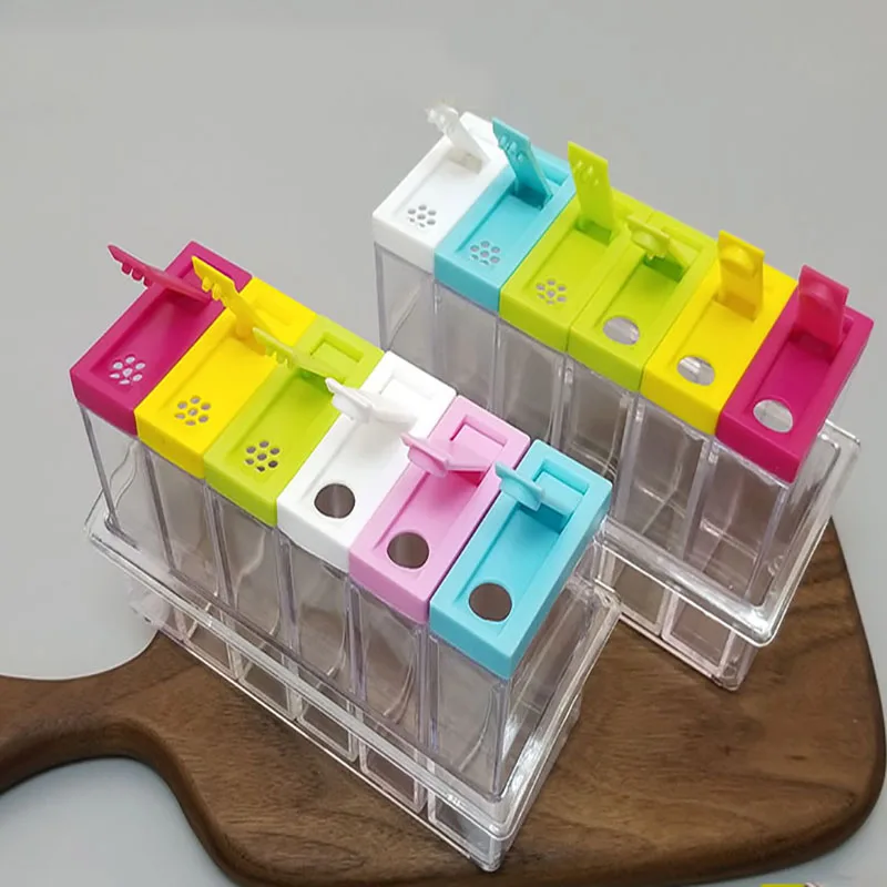 

Seasoning Box Kitchen Spice Storage Bottle Jars Transparent PP Salt Pepper Cumin Powder Box Tool salt pepper shaker set